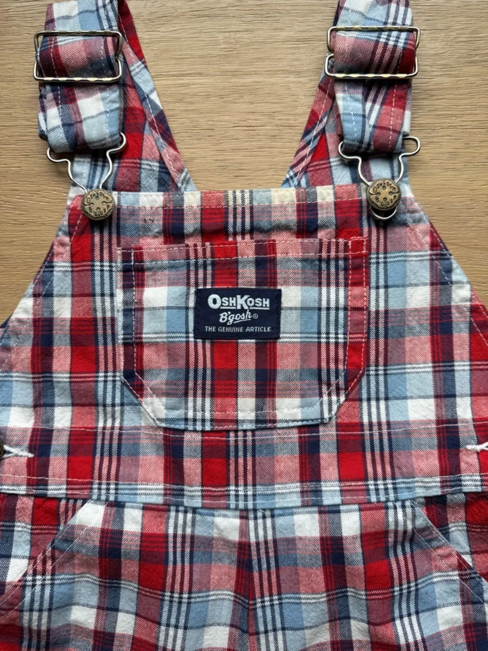 Vintage Oshkosh B'Gosh Plaid Overalls 3T Patriotic